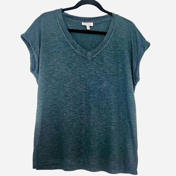 Jessica Simpson V-neck short sleeve T-shirt dark green relaxed fit size M - Picture 5 of 8